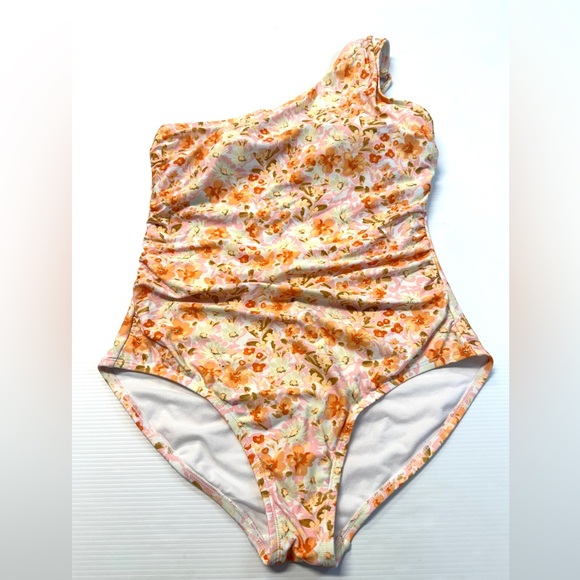 Kona Sol Orange Floral Swimsuit Size Large - Picture 2 of 10